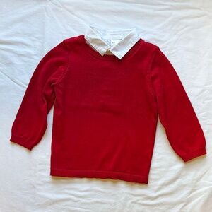 H&M Red Sweater, White faux Collared Shirt - Like New 2T